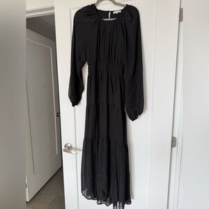 Moon River Black Long Sleeve Maxi Dress